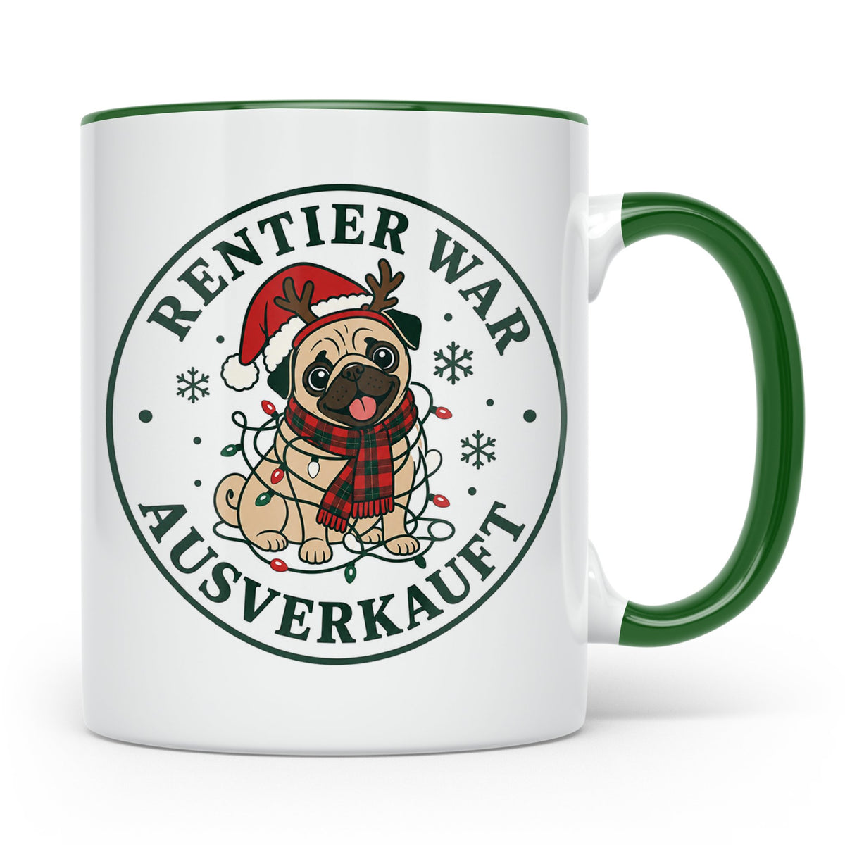 Mops Weihnachten Tasse Rentier war ausverkauft - Lustiges Ge – Grün [farbe:grün]