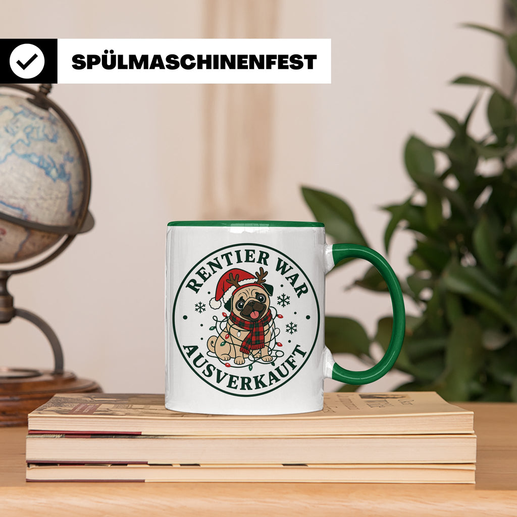 Mops Weihnachten Tasse Rentier war ausverkauft - Lustiges Ge – Grün [farbe:grün]