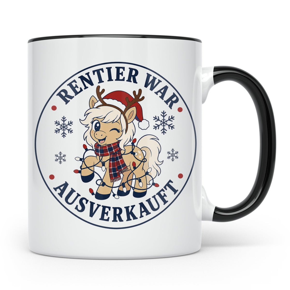Pferde Weihnachten Tasse Rentier war ausverkauft - Lustiges  – Schwarz [farbe:schwarz]