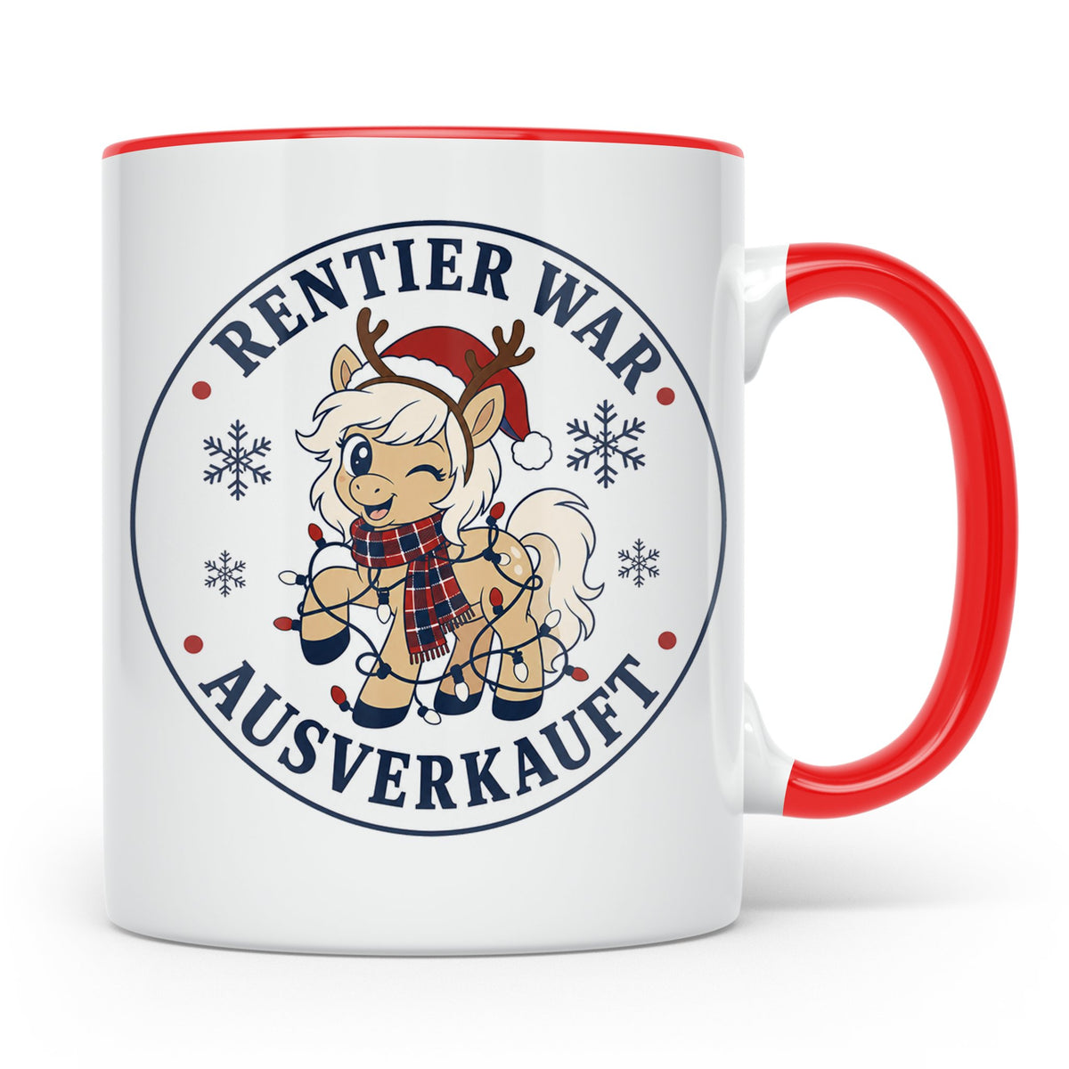 Pferde Weihnachten Tasse Rentier war ausverkauft - Lustiges  – Rot [farbe:rot]