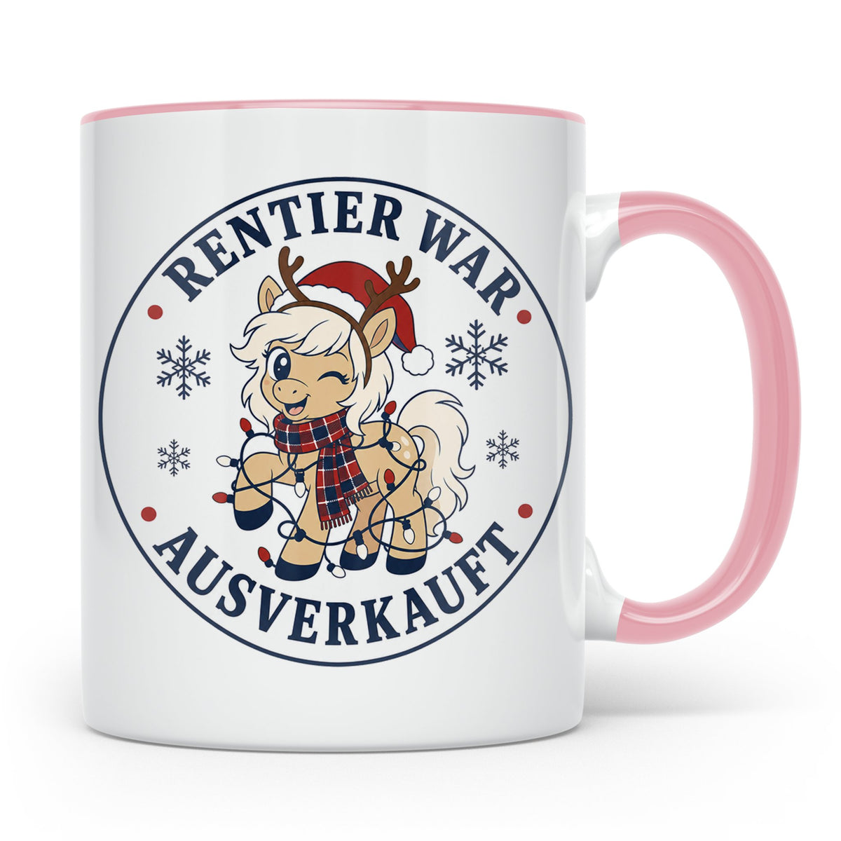 Pferde Weihnachten Tasse Rentier war ausverkauft - Lustiges  – Rosa [farbe:rosa]