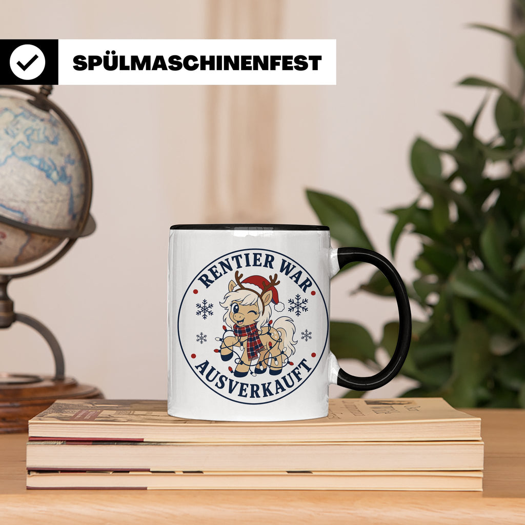 Pferde Weihnachten Tasse Rentier war ausverkauft - Lustiges  – Schwarz [farbe:schwarz]