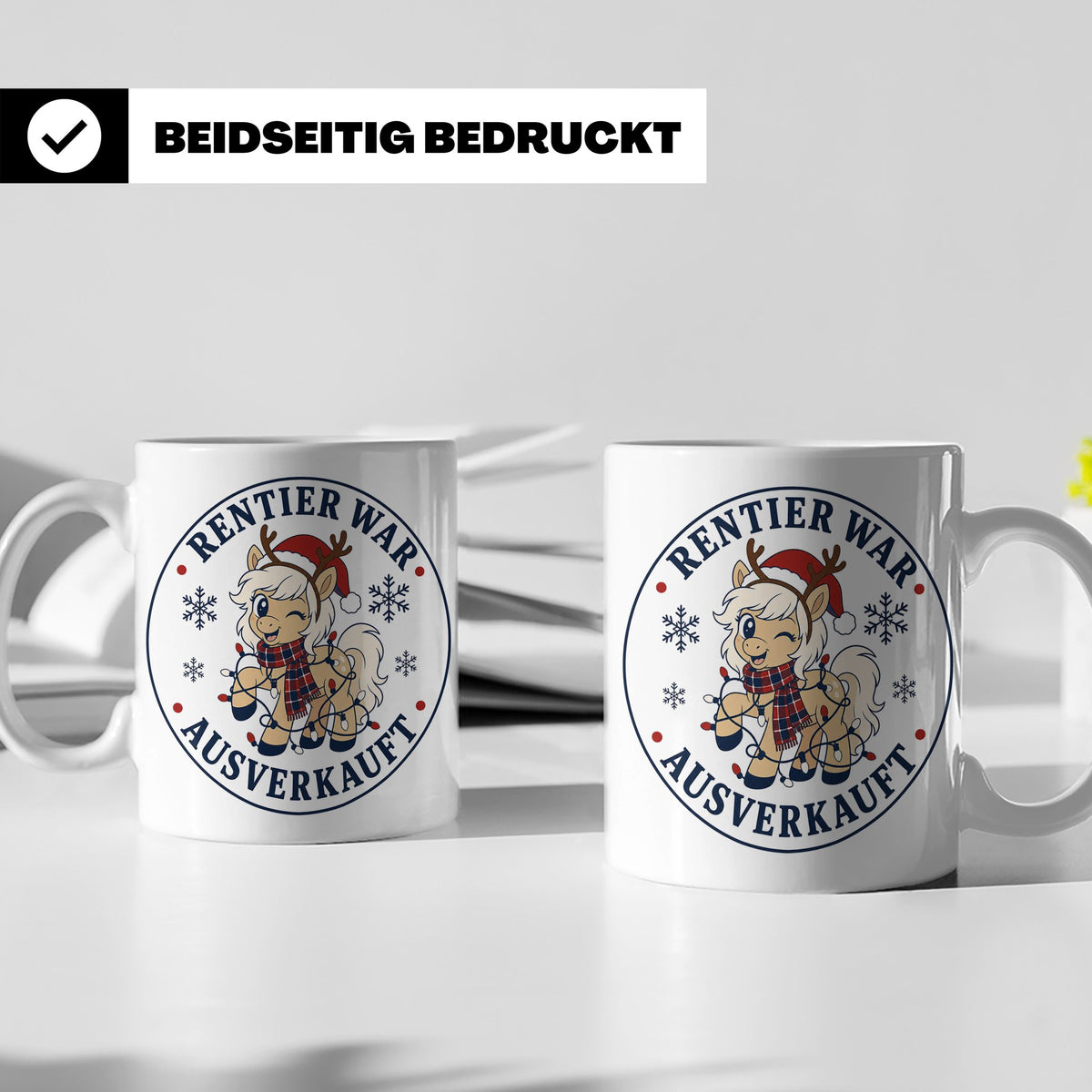 Pferde Weihnachten Tasse Rentier war ausverkauft - Lustiges  – Weiß [farbe:weiß]
