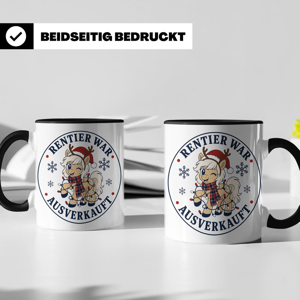 Pferde Weihnachten Tasse Rentier war ausverkauft - Lustiges  – Schwarz [farbe:schwarz]