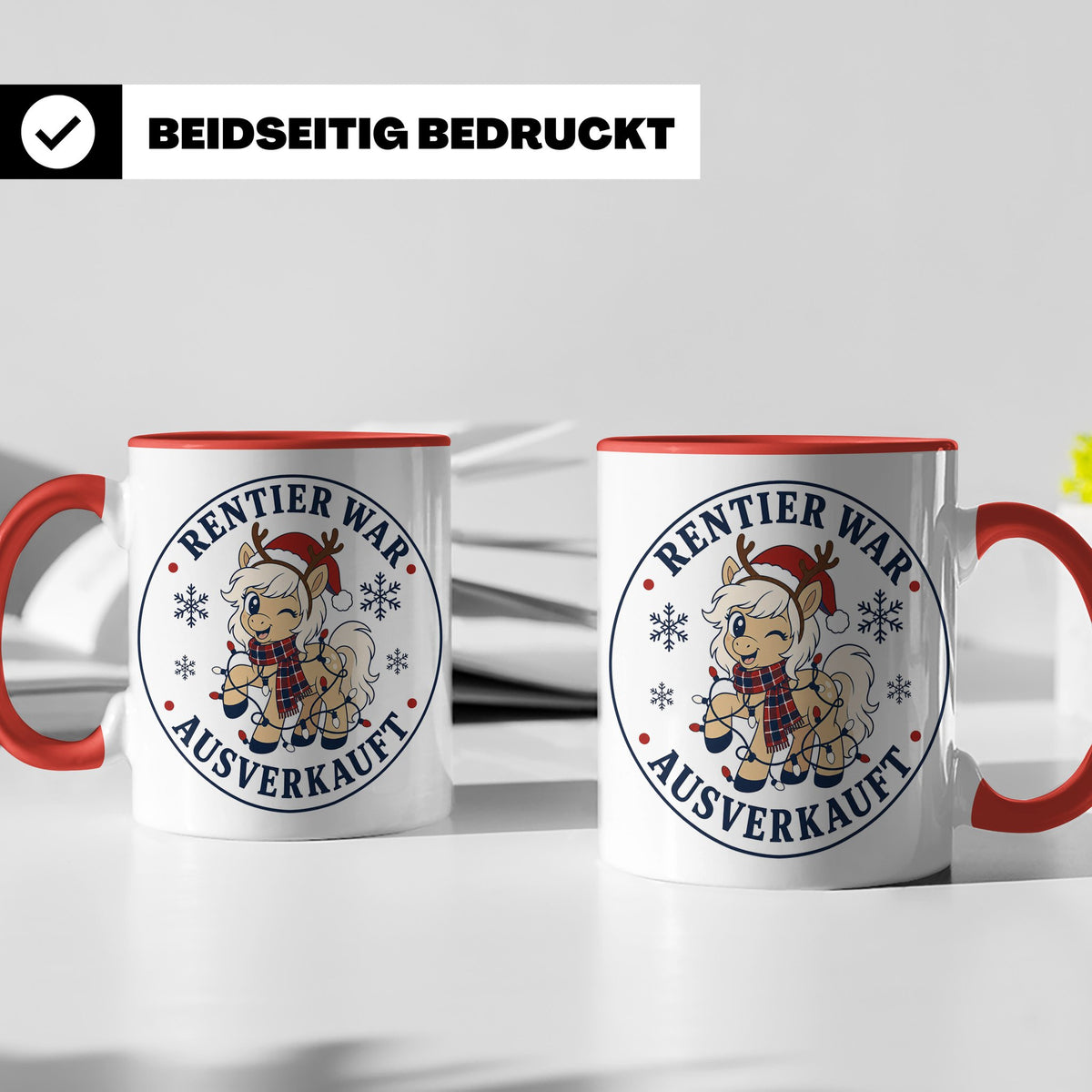 Pferde Weihnachten Tasse Rentier war ausverkauft - Lustiges  – Rot [farbe:rot]