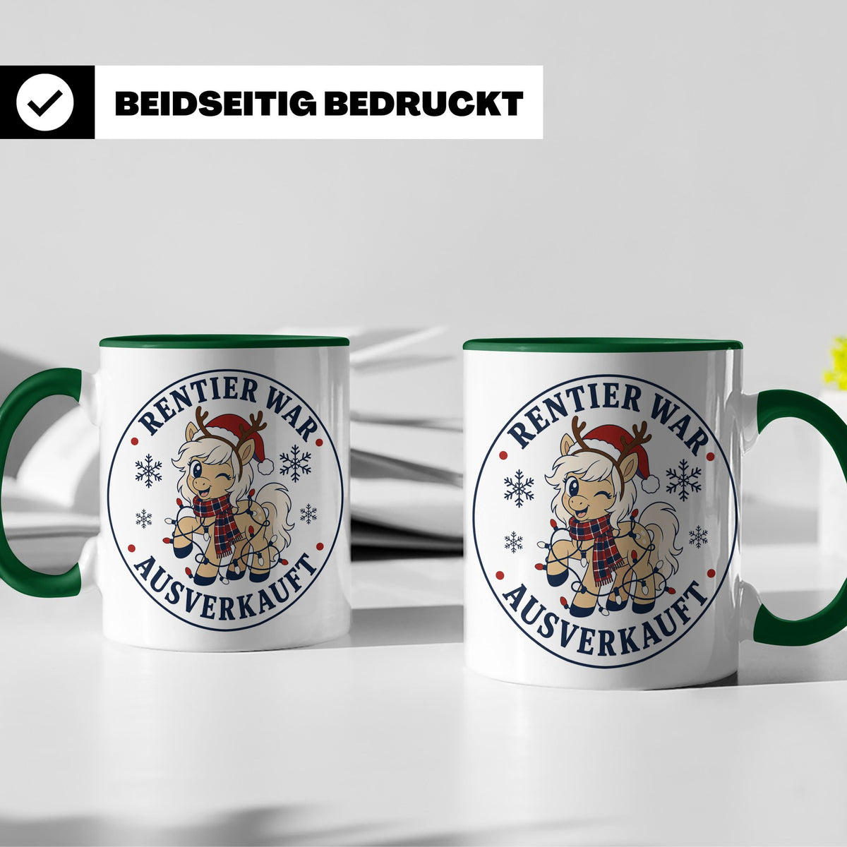 Pferde Weihnachten Tasse Rentier war ausverkauft - Lustiges  – Grün [farbe:grün]