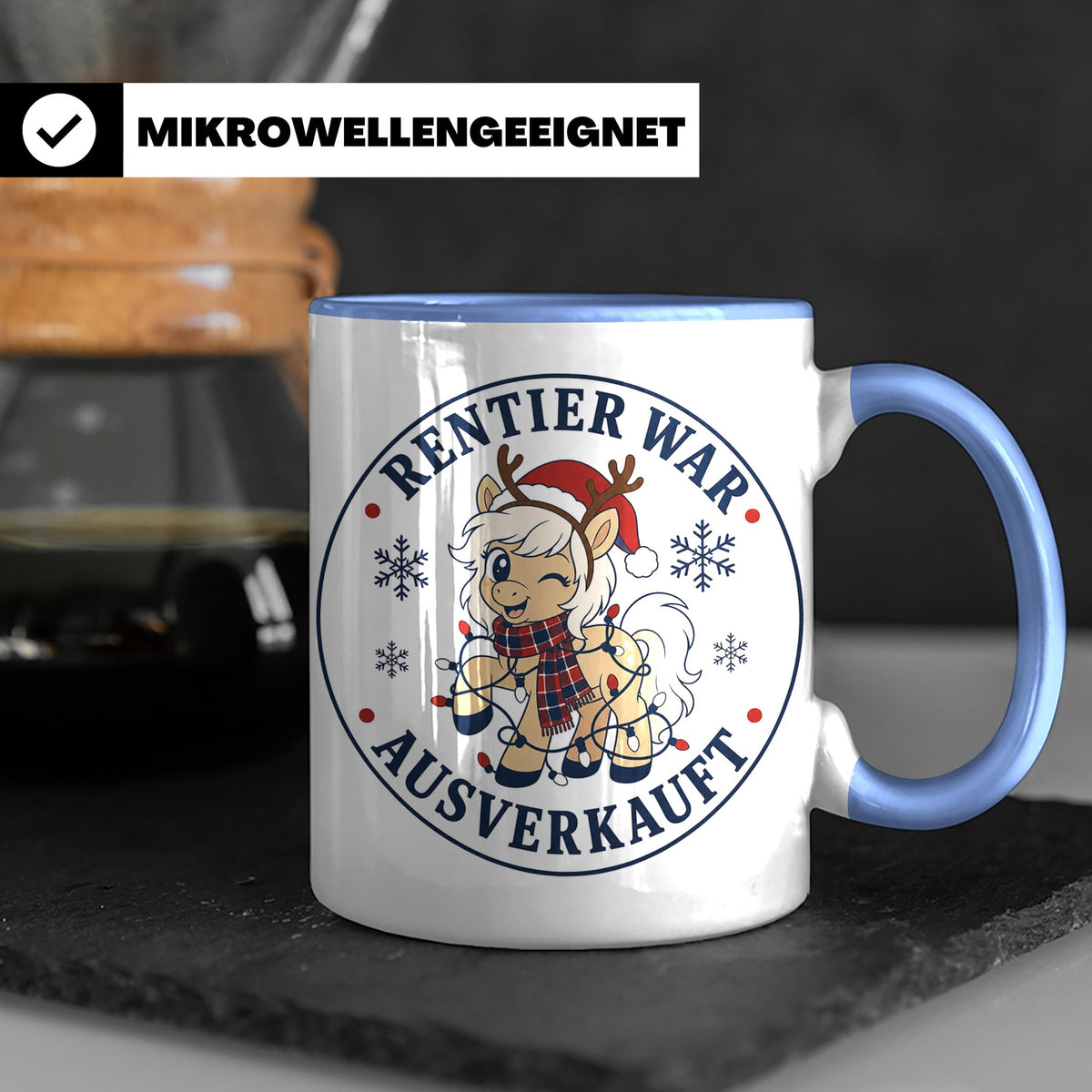 Pferde Weihnachten Tasse Rentier war ausverkauft - Lustiges  – Blau [farbe:blau]
