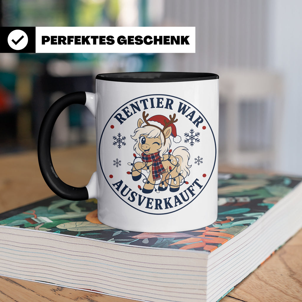 Pferde Weihnachten Tasse Rentier war ausverkauft - Lustiges  – Schwarz [farbe:schwarz]