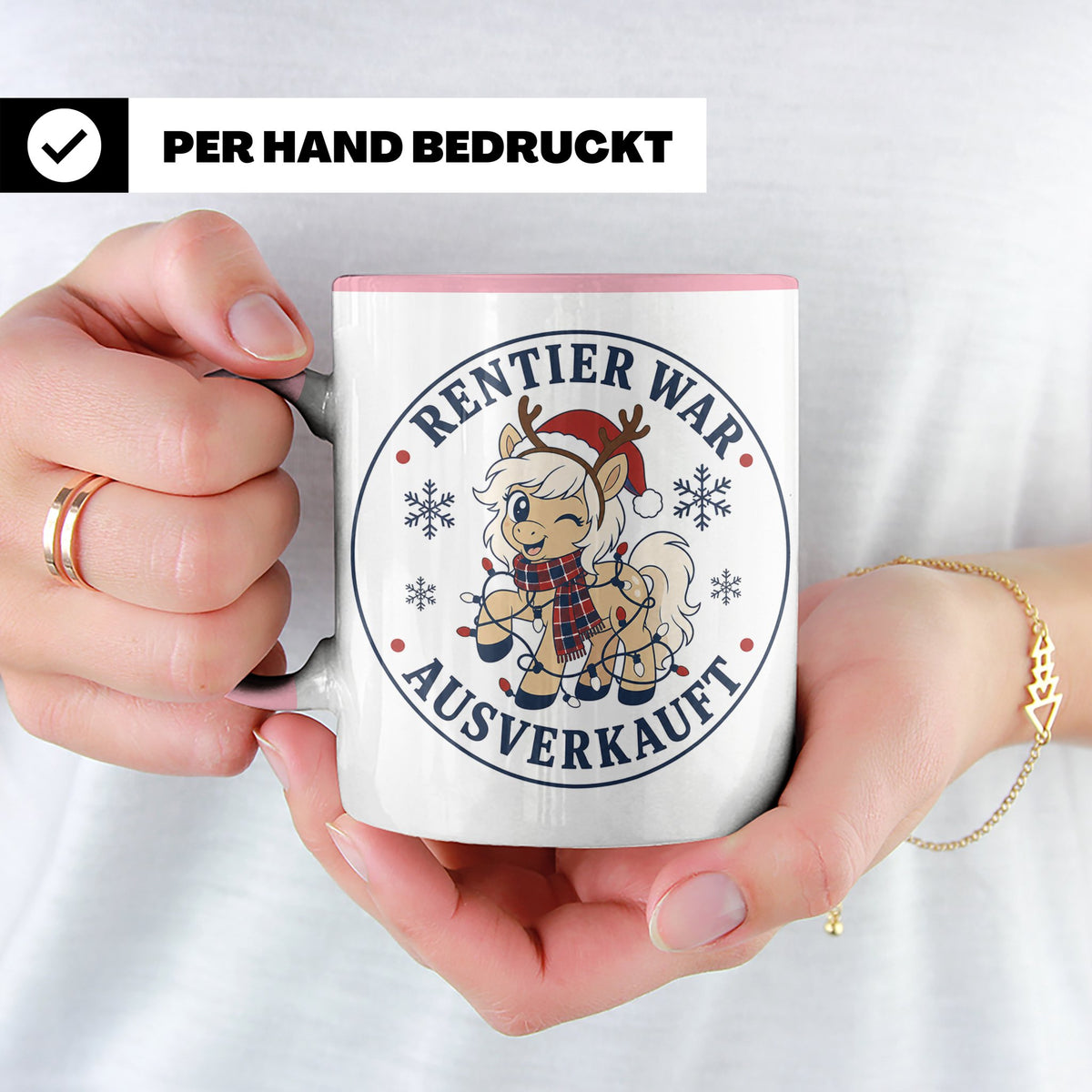 Pferde Weihnachten Tasse Rentier war ausverkauft - Lustiges  – Rosa [farbe:rosa]