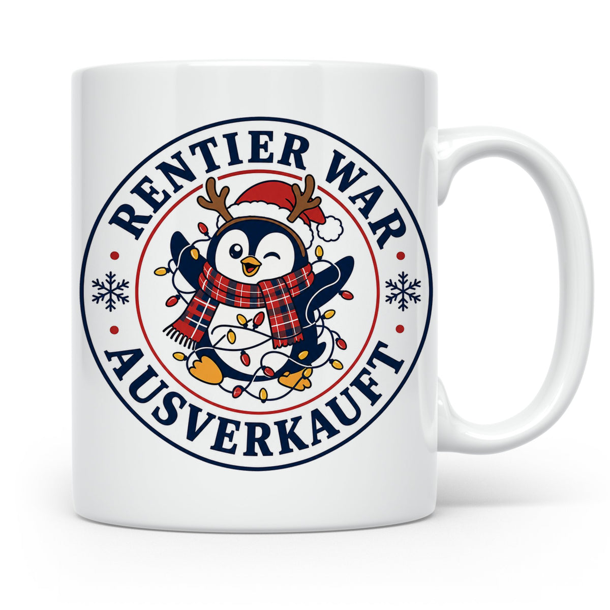 Pinguin Weihnachten Tasse Rentier war ausverkauft - Lustiges – Weiß [farbe:weiß]