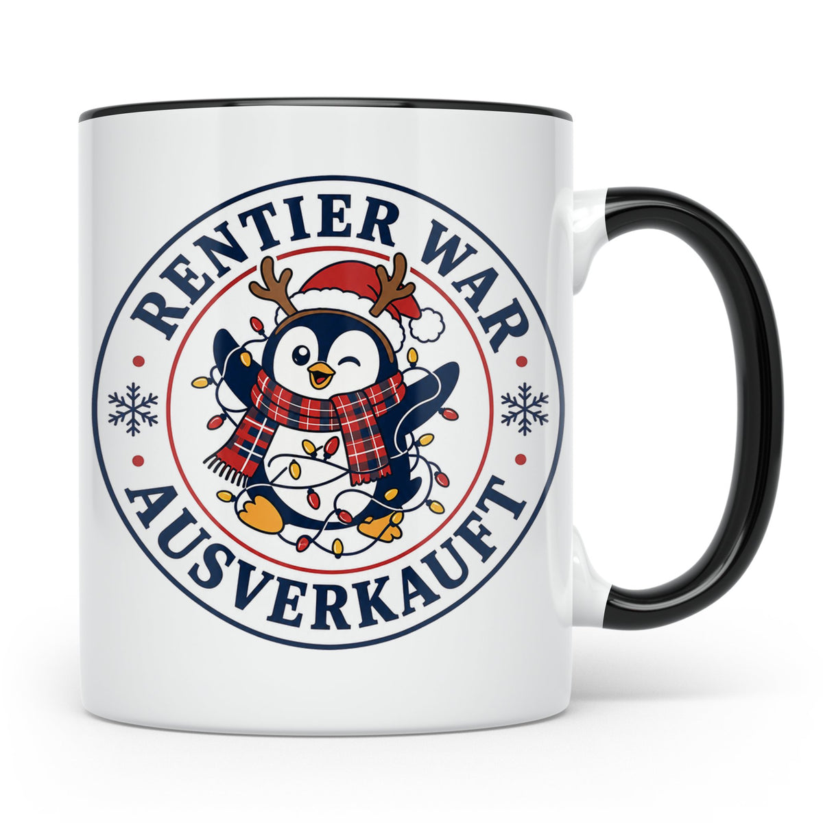 Pinguin Weihnachten Tasse Rentier war ausverkauft - Lustiges – Schwarz [farbe:schwarz]