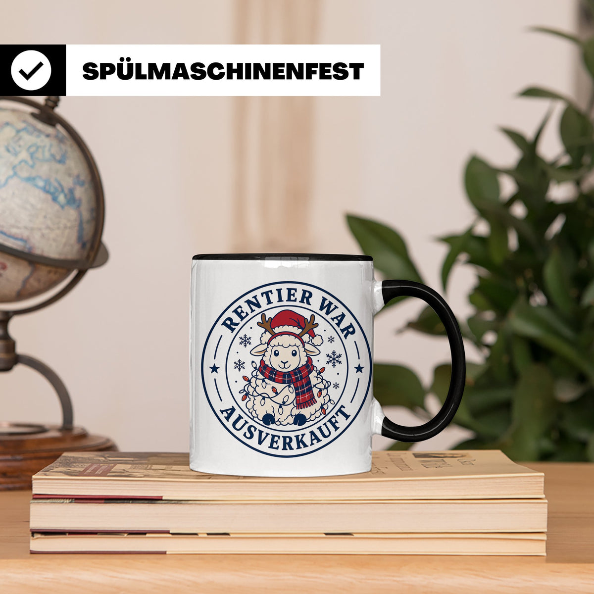 Schaf Weihnachten Tasse Rentier war ausverkauft - Lustiges G – Schwarz [farbe:schwarz]