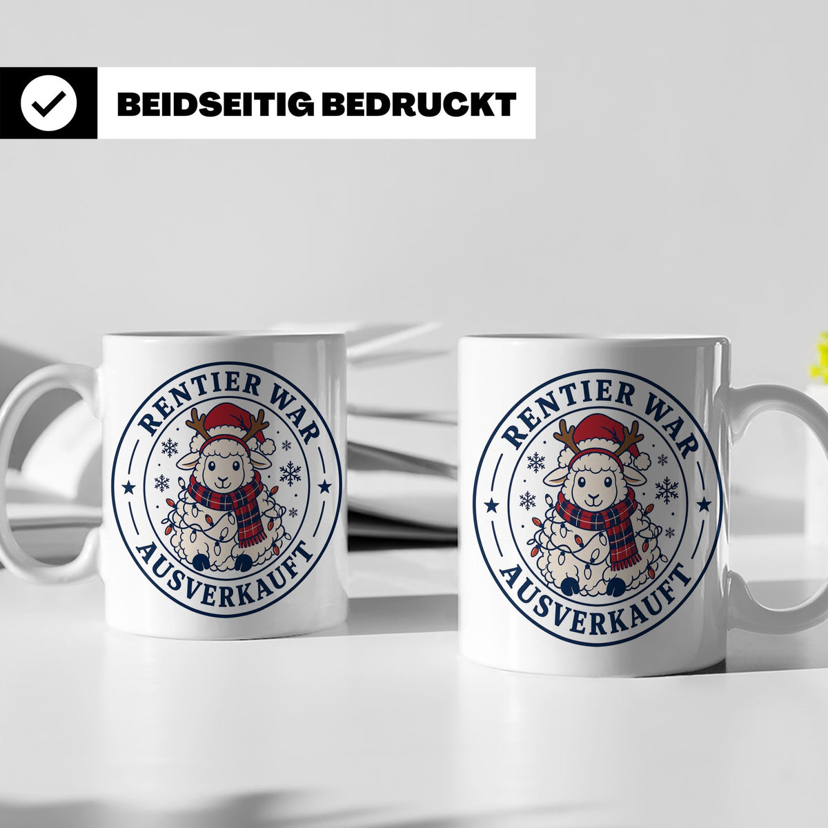 Schaf Weihnachten Tasse Rentier war ausverkauft - Lustiges G – Weiß [farbe:weiß]