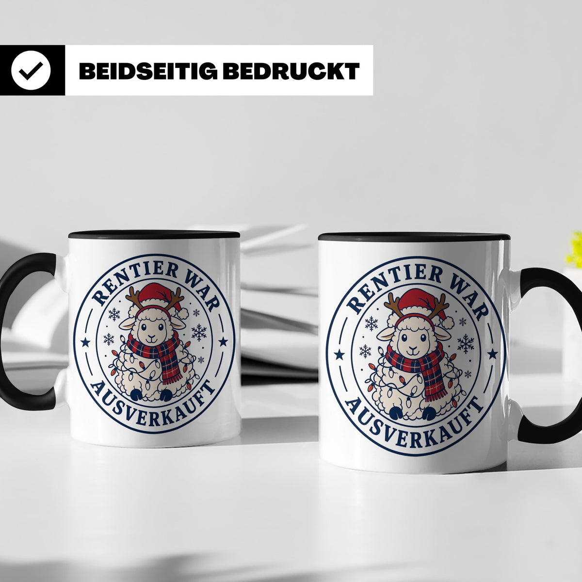 Schaf Weihnachten Tasse Rentier war ausverkauft - Lustiges G – Schwarz [farbe:schwarz]