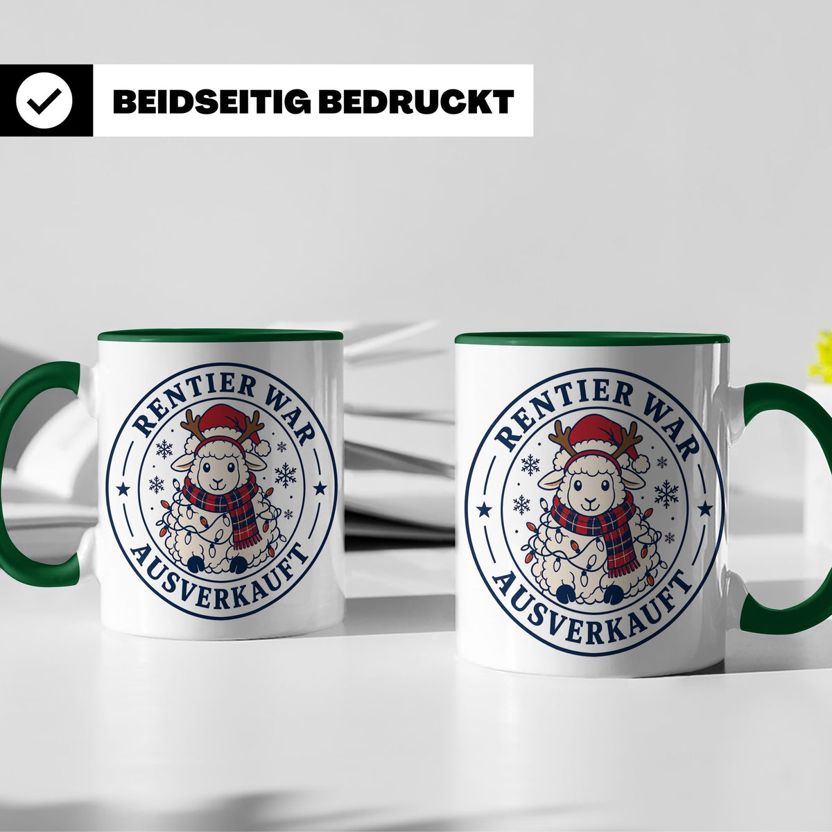 Schaf Weihnachten Tasse Rentier war ausverkauft - Lustiges G – Grün [farbe:grün]