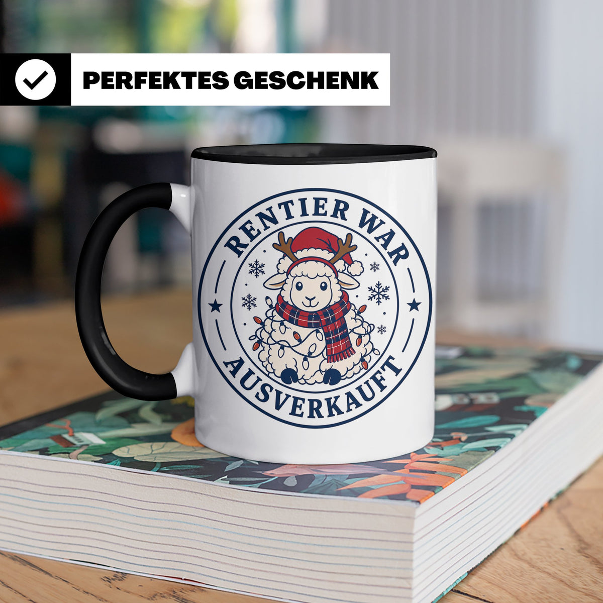 Schaf Weihnachten Tasse Rentier war ausverkauft - Lustiges G – Schwarz [farbe:schwarz]