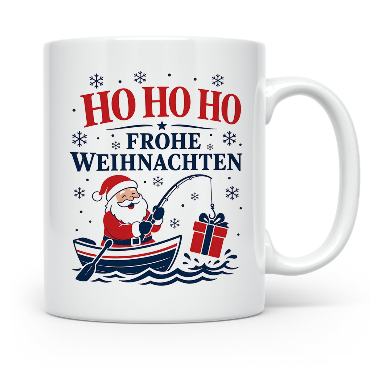 Angeln Weihnachten Tasse Weihnachtsmann beim Angeln - Gesche – Weiß [farbe:weiß]