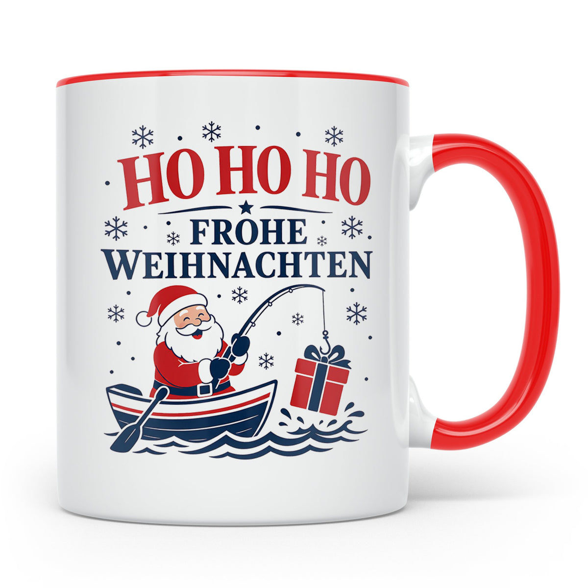 Angeln Weihnachten Tasse Weihnachtsmann beim Angeln - Gesche – Rot [farbe:rot]