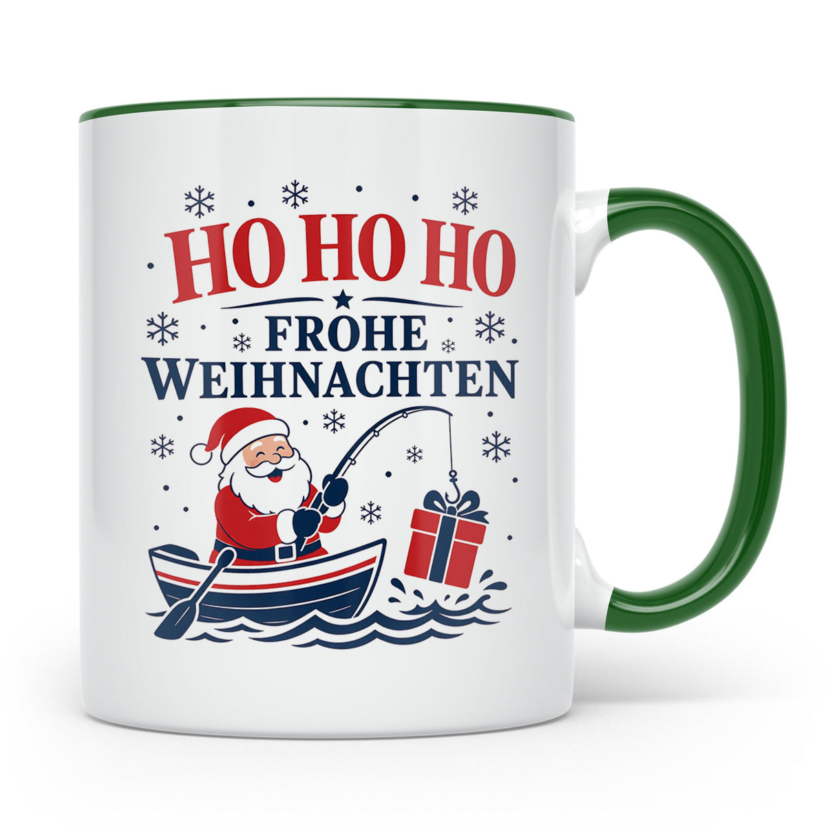 Angeln Weihnachten Tasse Weihnachtsmann beim Angeln - Gesche – Grün [farbe:grün]