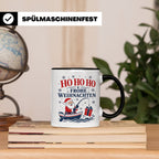 Angeln Weihnachten Tasse Weihnachtsmann beim Angeln - Gesche – Schwarz [farbe:schwarz]