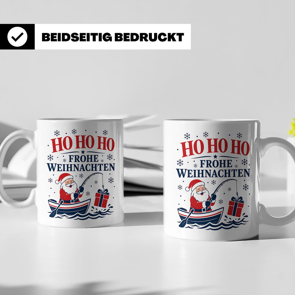 Angeln Weihnachten Tasse Weihnachtsmann beim Angeln - Gesche – Weiß [farbe:weiß]