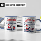 Angeln Weihnachten Tasse Weihnachtsmann beim Angeln - Gesche – Blau [farbe:blau]
