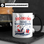 Angeln Weihnachten Tasse Weihnachtsmann beim Angeln - Gesche – Schwarz [farbe:schwarz]