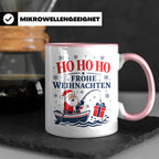 Angeln Weihnachten Tasse Weihnachtsmann beim Angeln - Gesche – Rosa [farbe:rosa]