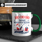 Angeln Weihnachten Tasse Weihnachtsmann beim Angeln - Gesche – Grün [farbe:grün]