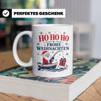 Angeln Weihnachten Tasse Weihnachtsmann beim Angeln - Gesche – Weiß [farbe:weiß]