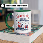 Angeln Weihnachten Tasse Weihnachtsmann beim Angeln - Gesche – Grün [farbe:grün]