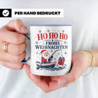 Angeln Weihnachten Tasse Weihnachtsmann beim Angeln - Gesche – Blau [farbe:blau]