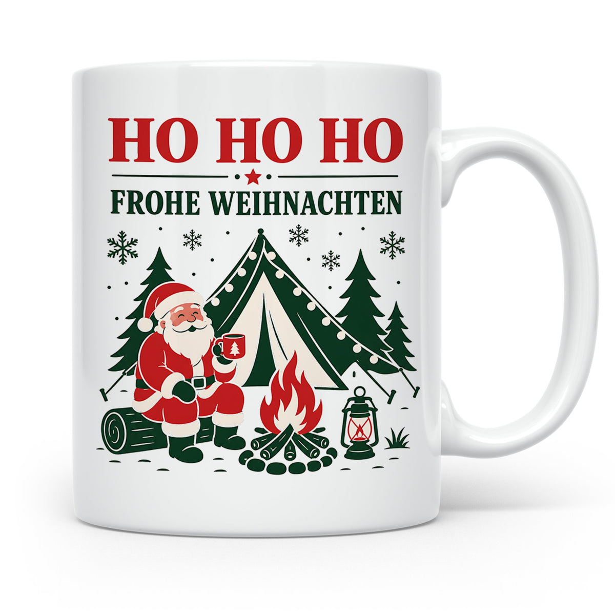 Camping Weihnachten Tasse Weihnachtsmann am Lagerfeuer - Ges – Weiß [farbe:weiß]