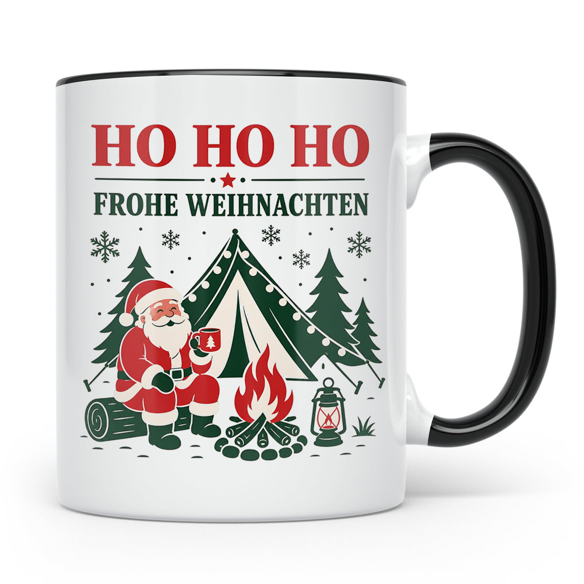 Camping Weihnachten Tasse Weihnachtsmann am Lagerfeuer - Ges – Schwarz [farbe:schwarz]