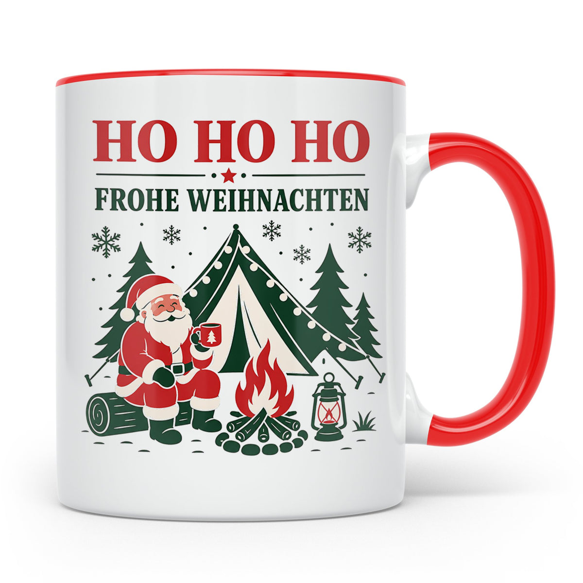 Camping Weihnachten Tasse Weihnachtsmann am Lagerfeuer - Ges – Rot [farbe:rot]