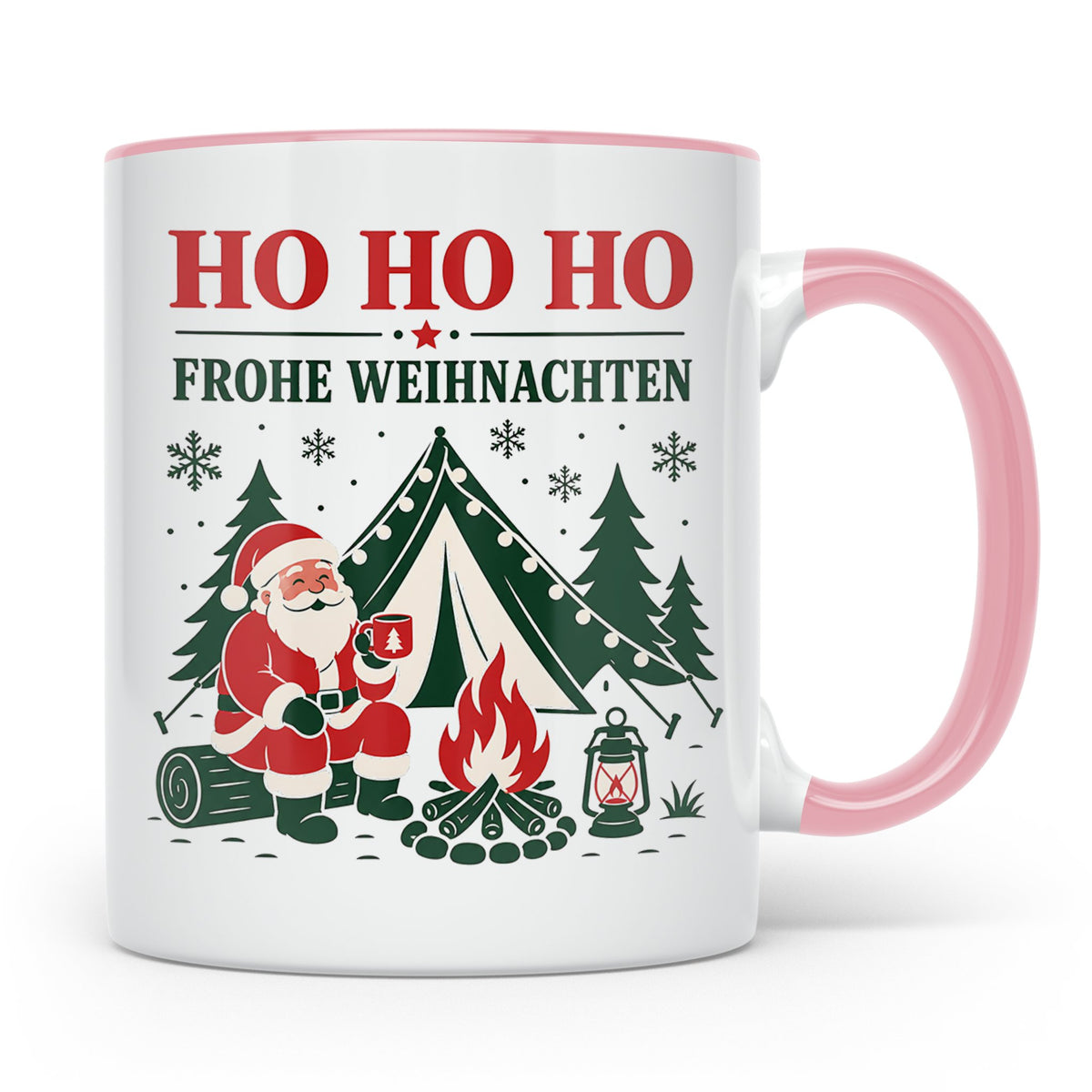 Camping Weihnachten Tasse Weihnachtsmann am Lagerfeuer - Ges – Rosa [farbe:rosa]