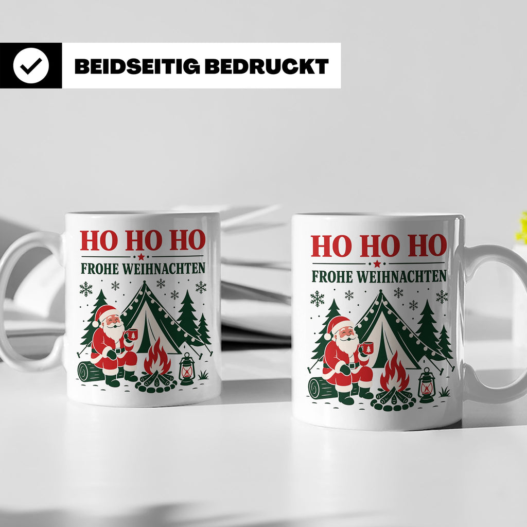 Camping Weihnachten Tasse Weihnachtsmann am Lagerfeuer - Ges – Weiß [farbe:weiß]