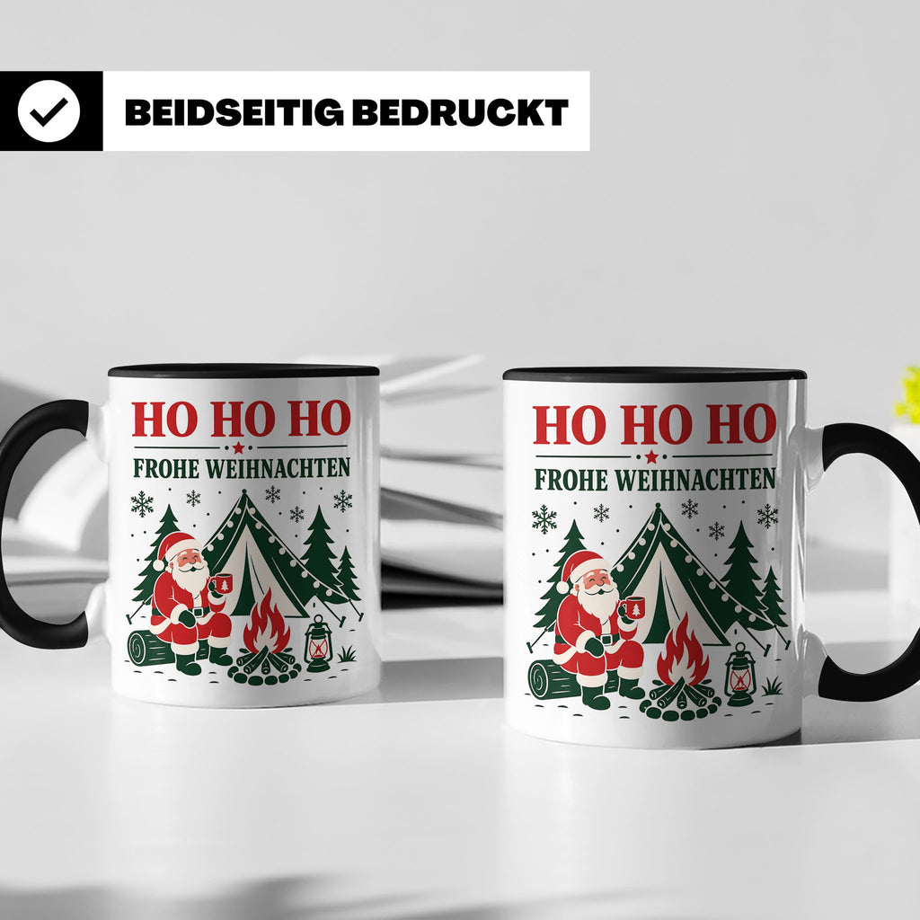 Camping Weihnachten Tasse Weihnachtsmann am Lagerfeuer - Ges – Schwarz [farbe:schwarz]