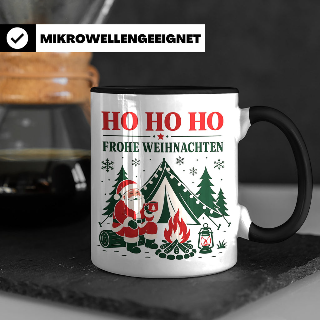 Camping Weihnachten Tasse Weihnachtsmann am Lagerfeuer - Ges – Schwarz [farbe:schwarz]