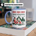 Camping Weihnachten Tasse Weihnachtsmann am Lagerfeuer - Ges – Blau [farbe:blau]
