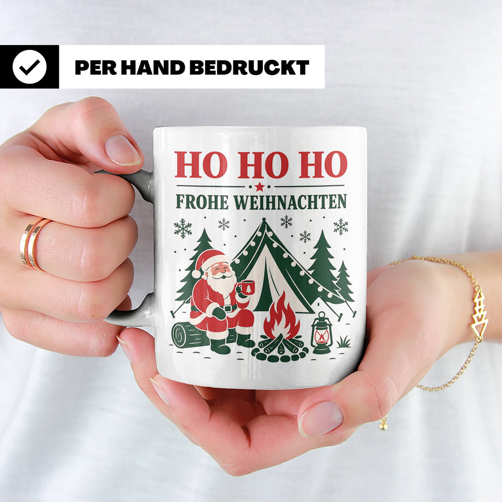 Camping Weihnachten Tasse Weihnachtsmann am Lagerfeuer - Ges – Weiß [farbe:weiß]