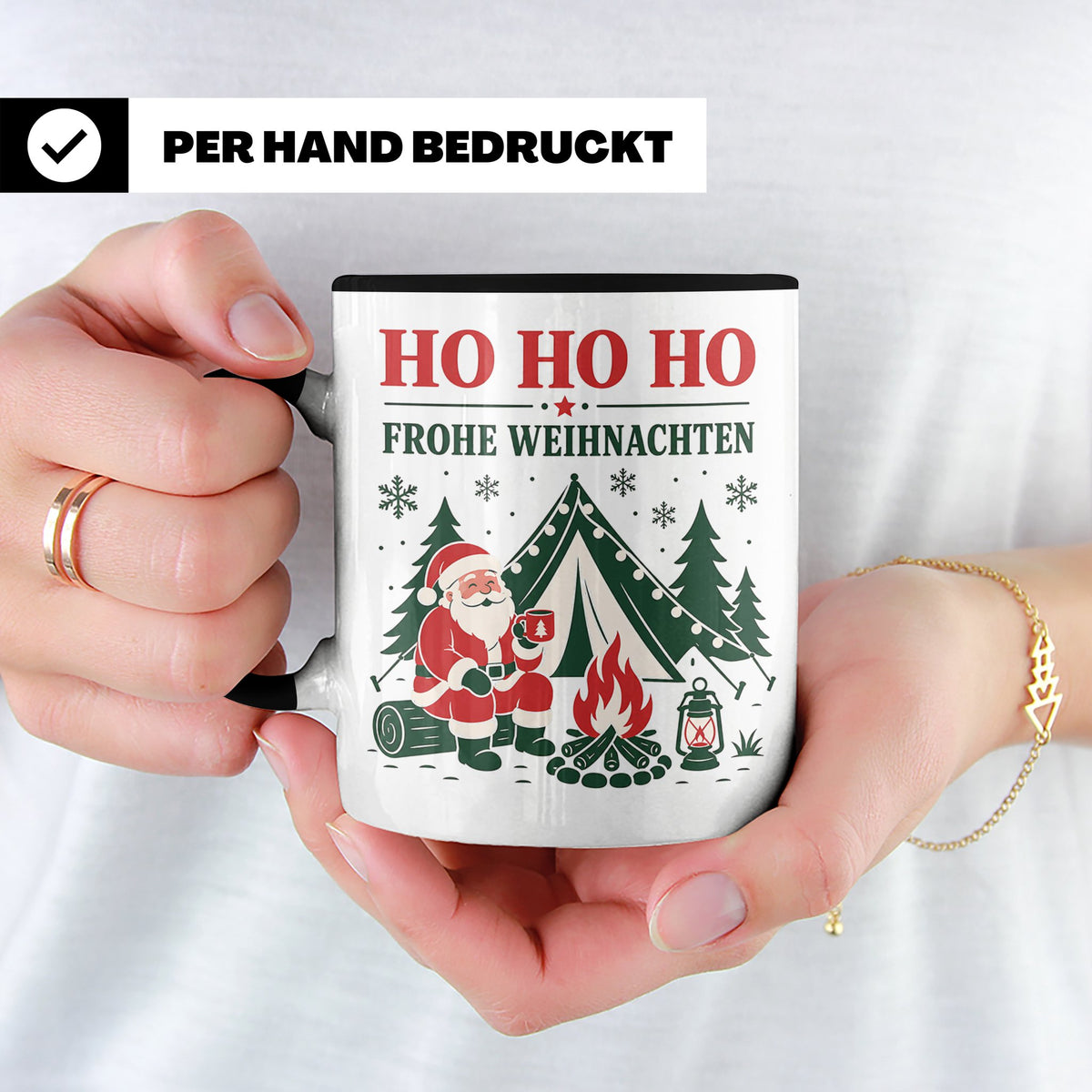 Camping Weihnachten Tasse Weihnachtsmann am Lagerfeuer - Ges – Schwarz [farbe:schwarz]
