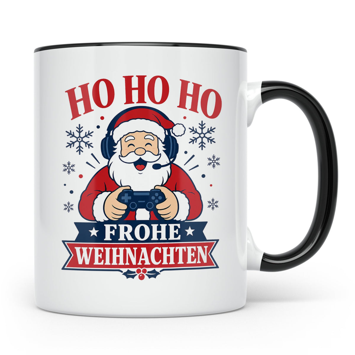 Gaming Weihnachten Tasse Weihnachtsmann mit Controller - Ges – Schwarz [farbe:schwarz]