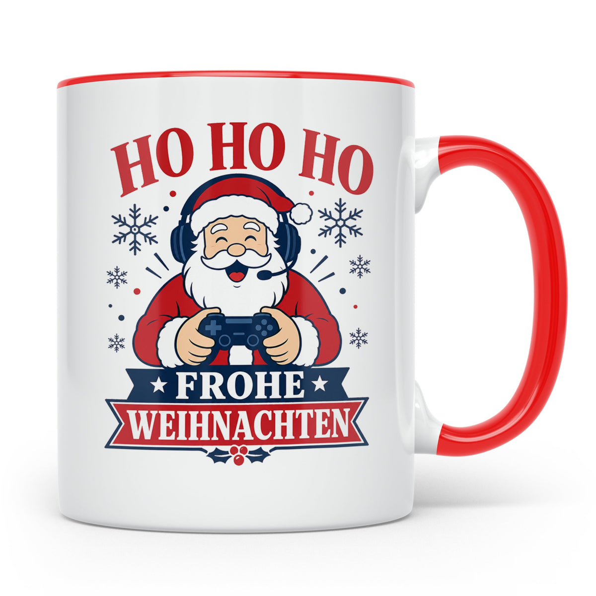 Gaming Weihnachten Tasse Weihnachtsmann mit Controller - Ges – Rot [farbe:rot]