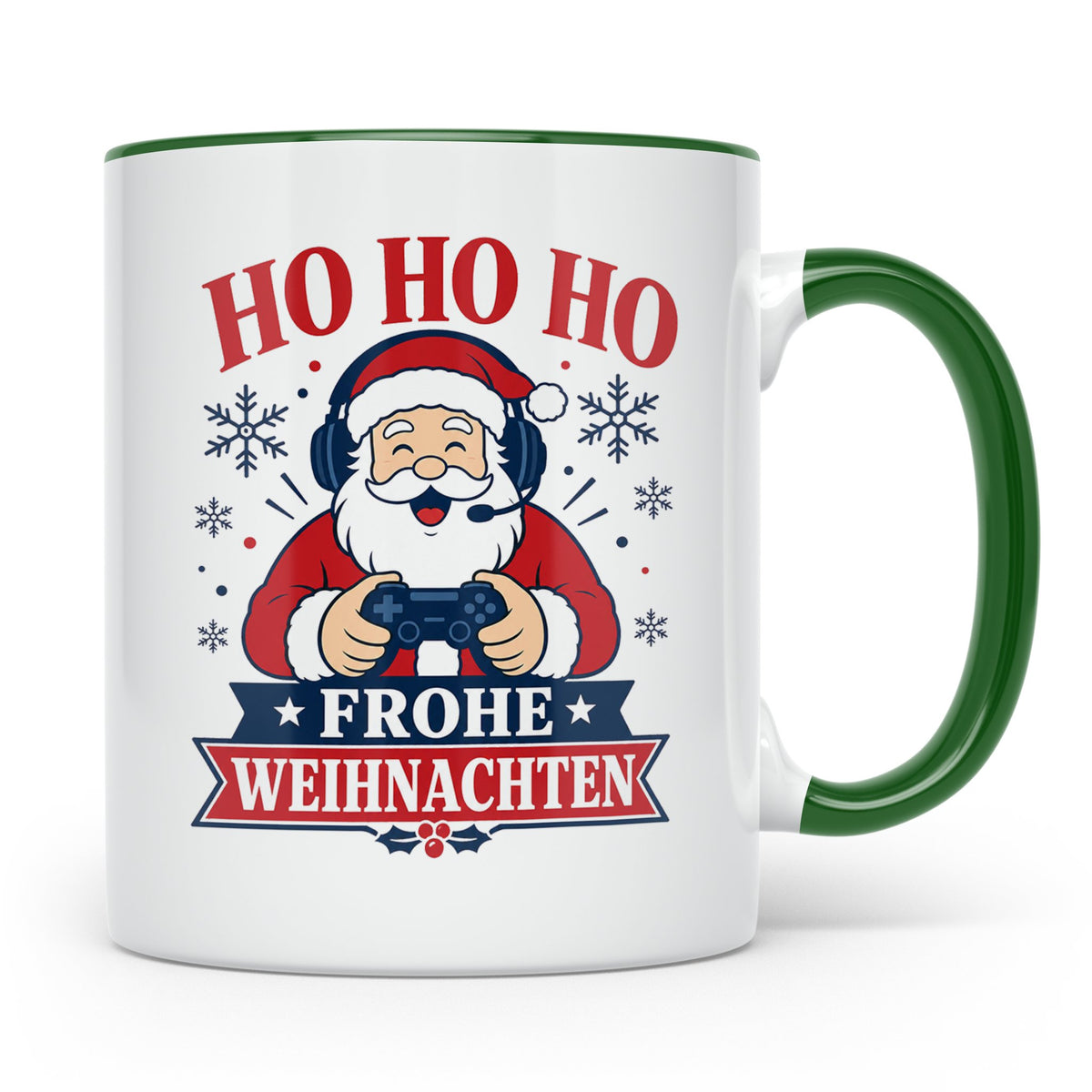 Gaming Weihnachten Tasse Weihnachtsmann mit Controller - Ges – Grün [farbe:grün]
