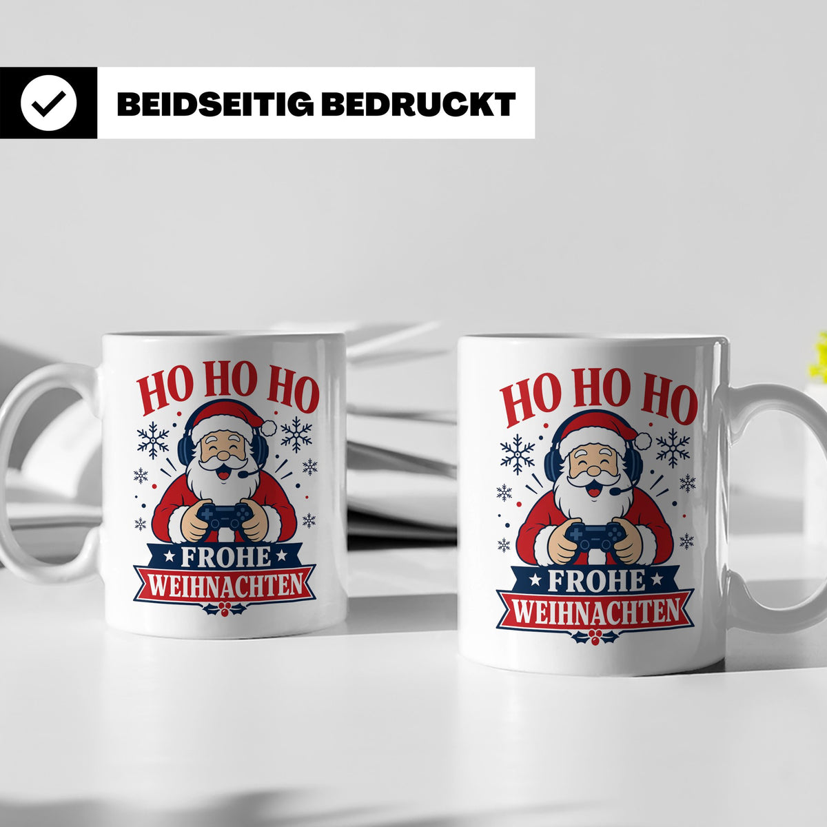 Gaming Weihnachten Tasse Weihnachtsmann mit Controller - Ges – Weiß [farbe:weiß]