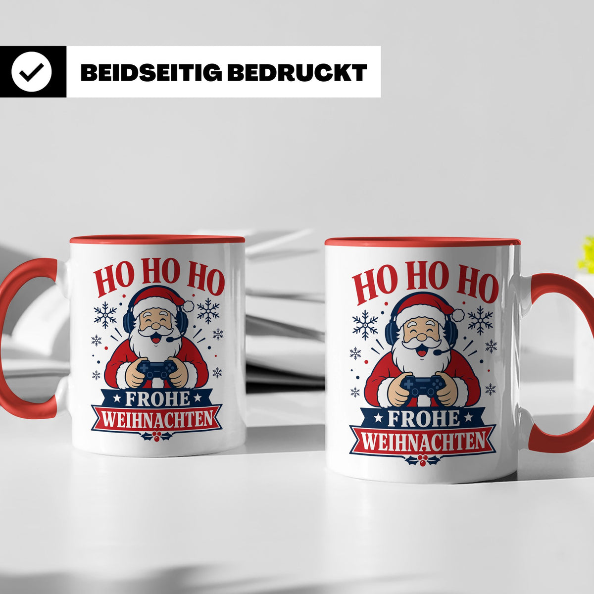 Gaming Weihnachten Tasse Weihnachtsmann mit Controller - Ges – Rot [farbe:rot]