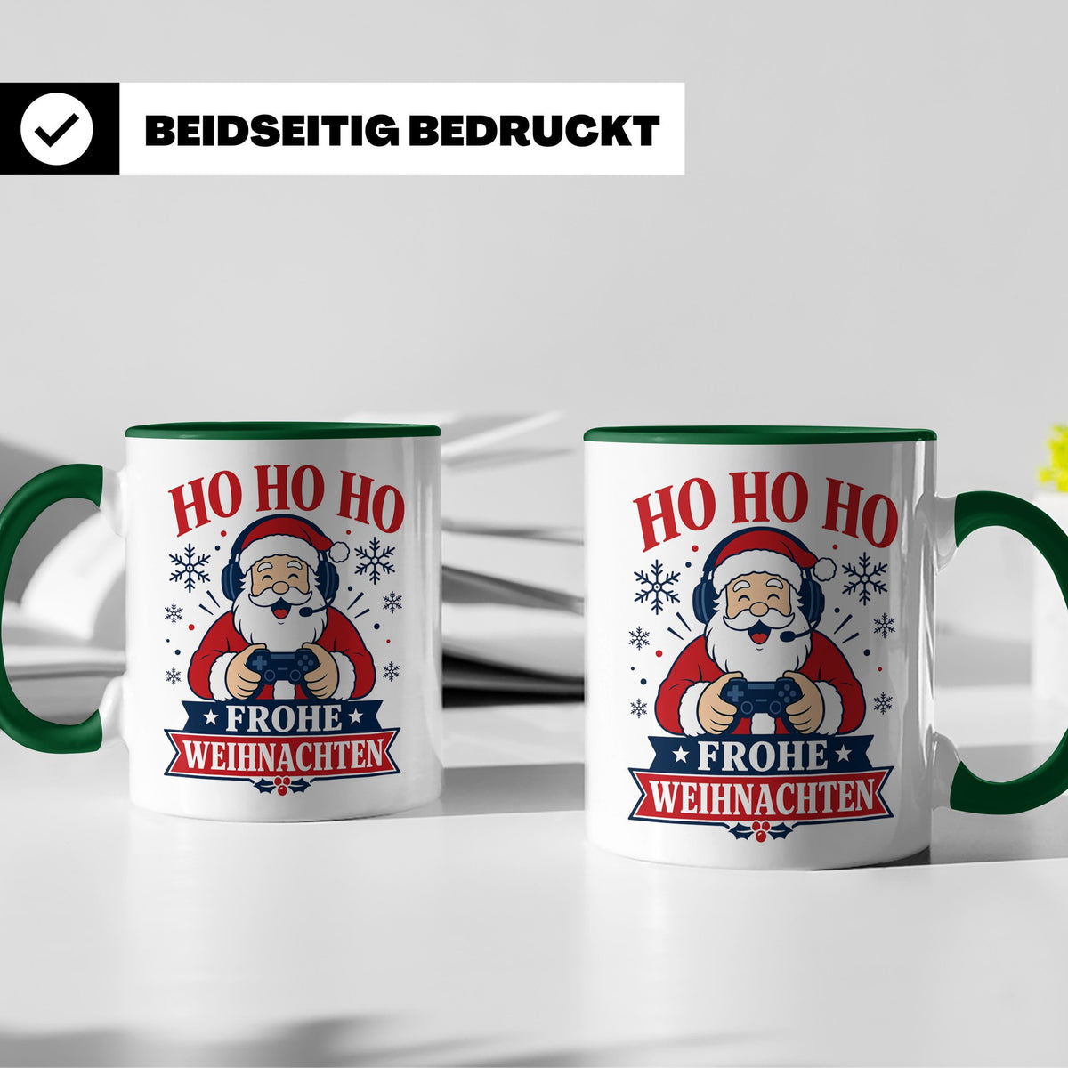 Gaming Weihnachten Tasse Weihnachtsmann mit Controller - Ges – Grün [farbe:grün]
