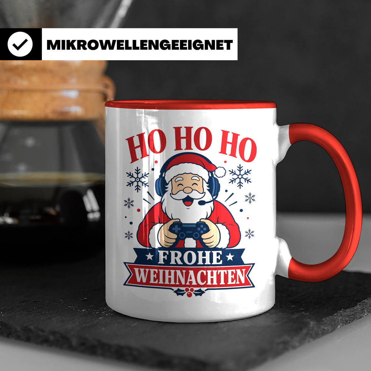 Gaming Weihnachten Tasse Weihnachtsmann mit Controller - Ges – Rot [farbe:rot]