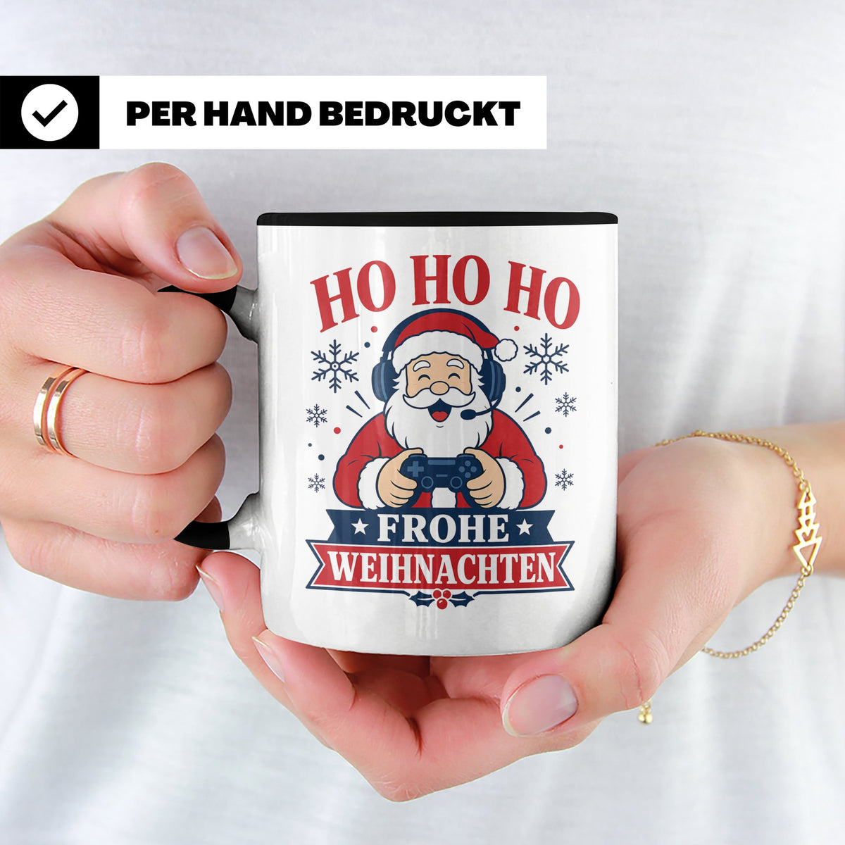 Gaming Weihnachten Tasse Weihnachtsmann mit Controller - Ges – Schwarz [farbe:schwarz]
